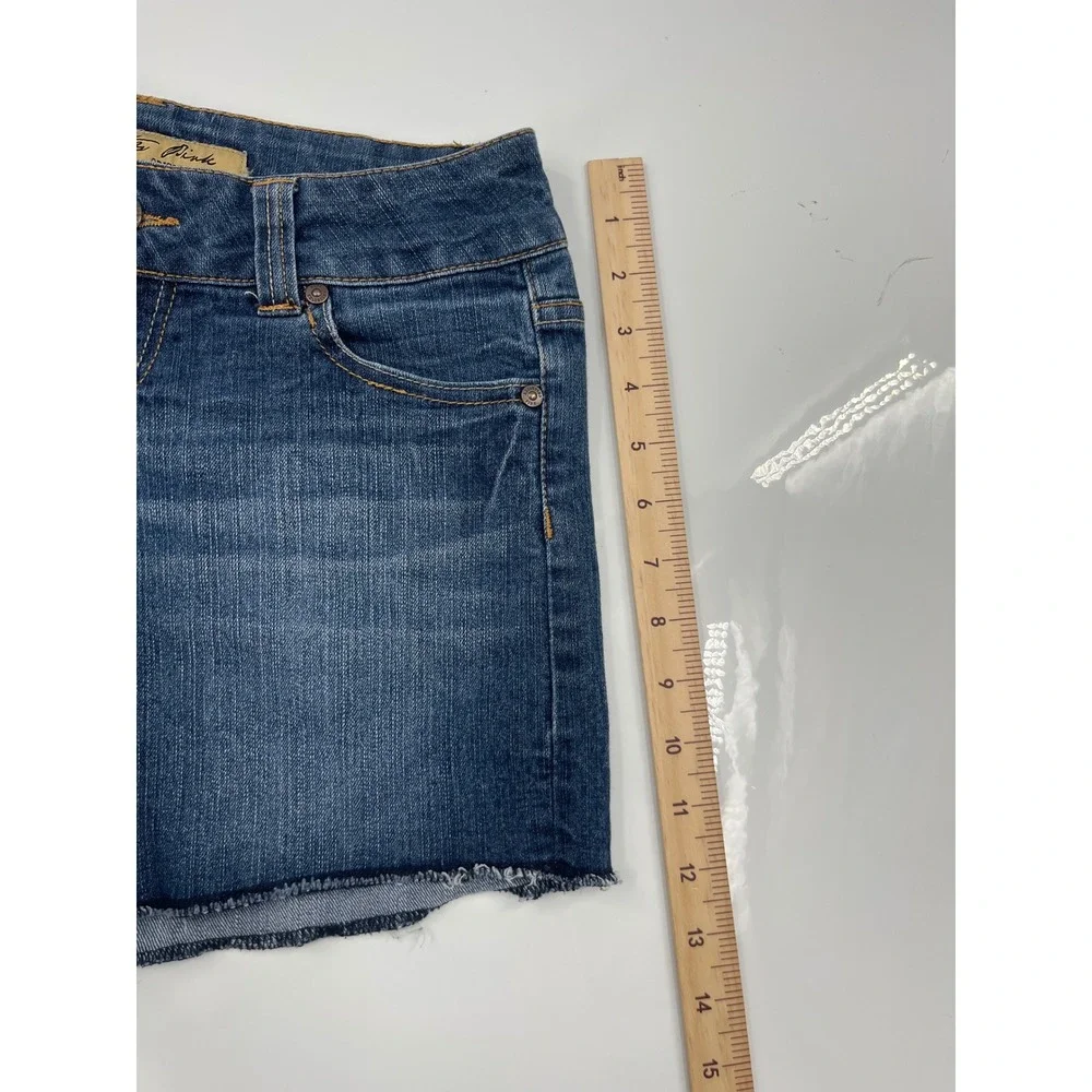 Celebrity Pink Womens Blue Denim Cutoff Shorts Size 3 MJ3350F3B Mid Rise Stretch
